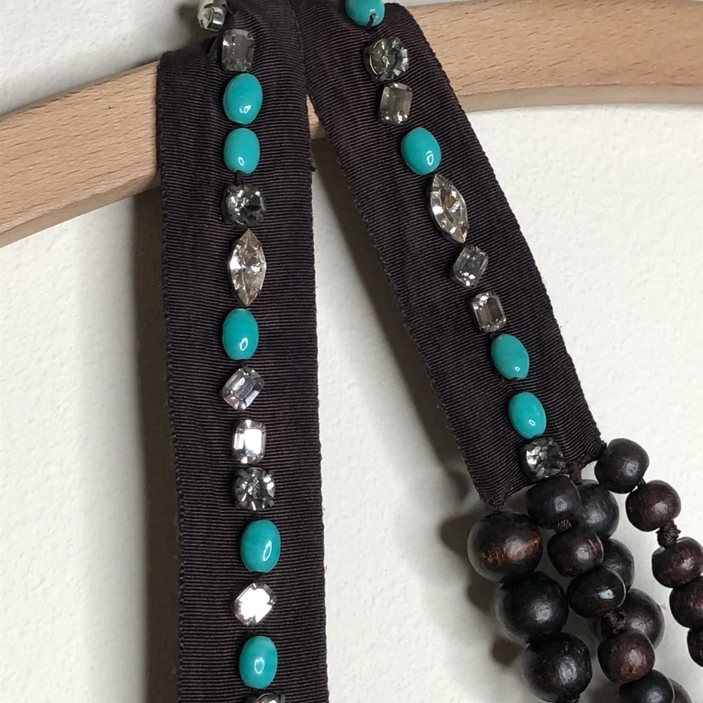 🕶️Sayulita long wood bead/Swarovski Crystal statement necklace Stella & Dot - Picture 4 of 6